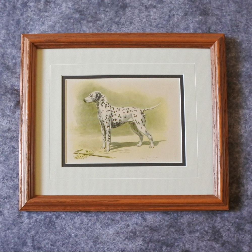 Vintage Framed Dalmatian Dog Art Print
